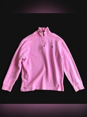 Pink Polo Ralph Lauren quarter zip cotton jumper men’s L
